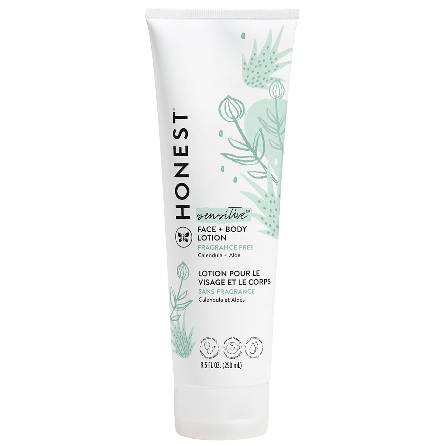 The Honest Company Hydrating Face and Body Lotion, Fast Absorbing, Naturally Derived, Hypoallergenic, Fragrance-Free, Sensitive, 8.5 fl oz