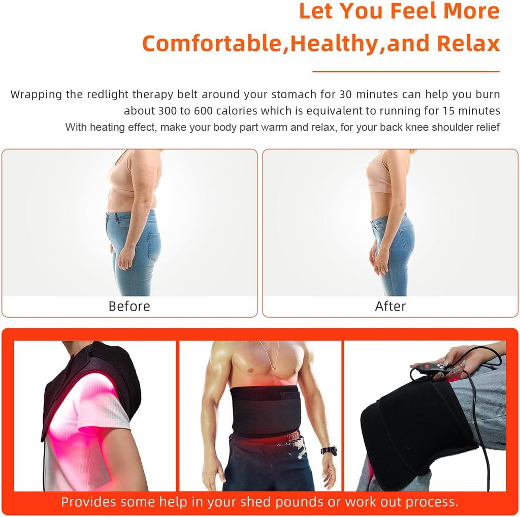 Red Light Therapy Infrared Light Therapy Pad for Body Pain NIR Deep Therapy for Back Knee Hands Feet Relief Portable 660nm 850nm Home Heating Light Therapy Wrap Belt Gift for Women Men