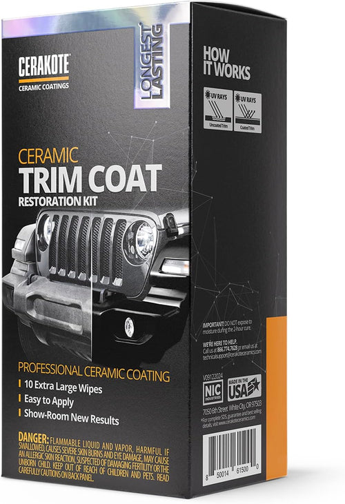 CERAKOTE® Ceramic Trim Coat Kit - Quick Plastic Trim Restorer - Ceramic Coating Guaranteed Restoration to Last Over 200 Washes – A Ceramic Coating, Not a Dressing