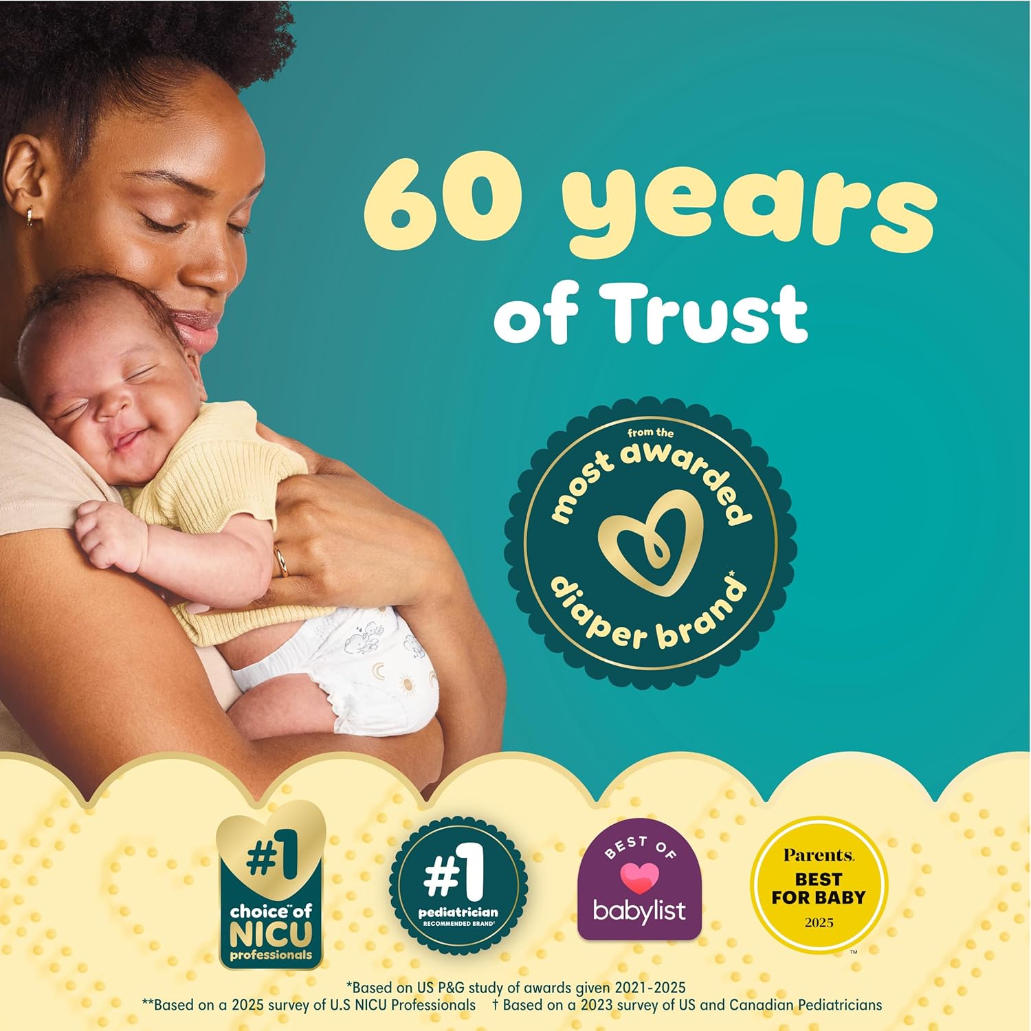 Pampers Swaddlers Diapers, Size 4 (15-34 lbs), 150 Count, Absorbent, Keeps Baby Dry and Comfortable, Skin Safe Disposable Baby Diaper (Packaging May Vary)