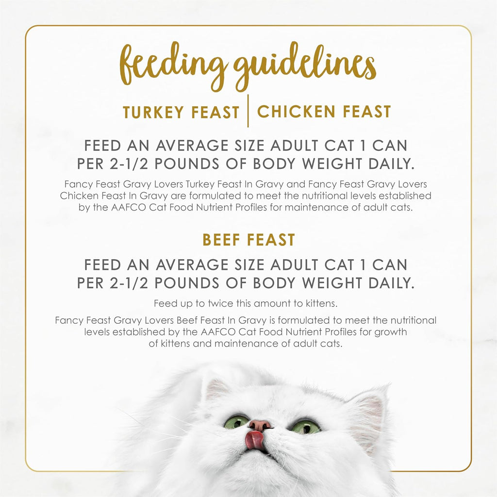 Purina Fancy Feast Gravy Lovers Poultry and Beef Grilled Gourmet Wet Cat Food Variety Pack - (Pack of 24) 3 oz. Cans